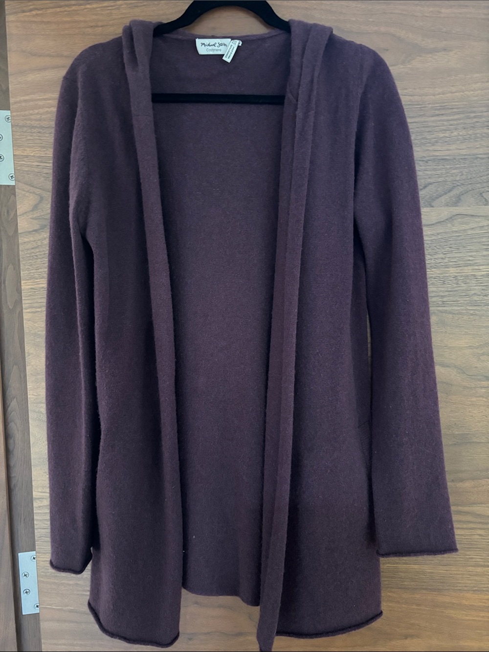 Michael Stars Plum Hooded Open Cardigan Sweater
